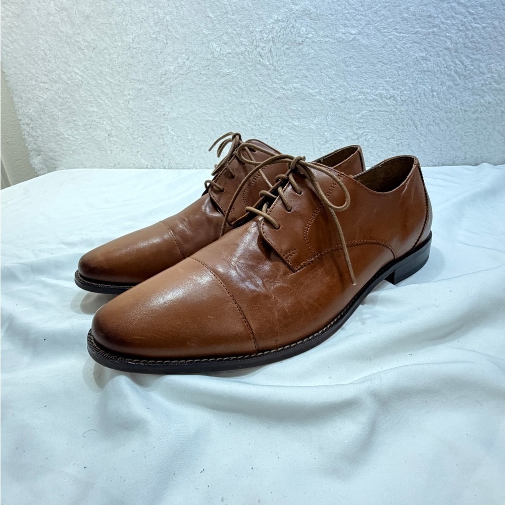 Florsheim Leather Cap Toe Oxford Dress Shoes Men Size 12 D Cognac Business shoe - Picture 8 of 12
